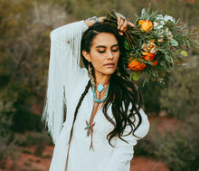 Load image into Gallery viewer, Gemstone Bolo Tie - Tuquoise (Silver or Gold)