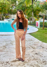 Load image into Gallery viewer, Wide Leg Pants - Tan Checkerboard