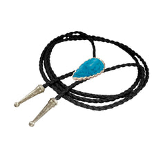 Load image into Gallery viewer, Gemstone Bolo Tie - Blue Turquoise (Silver)