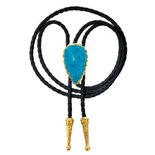 Load image into Gallery viewer, Gemstone Bolo Tie - Blue Turquoise (Gold)