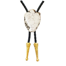 Load image into Gallery viewer, Gemstone Bolo Tie - Howlite (Silver or Gold)
