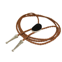 Load image into Gallery viewer, Gemstone Bolo Tie - Onyx (Silver)