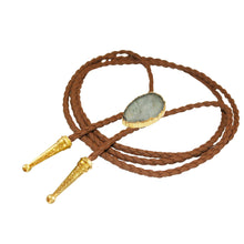 Load image into Gallery viewer, Gemstone Bolo Tie - Aquamarine (Gold)