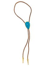 Load image into Gallery viewer, Gemstone Bolo Tie - Blue Turquoise (Gold)