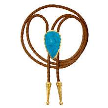 Load image into Gallery viewer, Gemstone Bolo Tie - Blue Turquoise (Gold)
