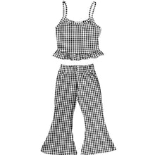 Load image into Gallery viewer, Girl's Ruffle Tank & Bells Set - Black Gingham