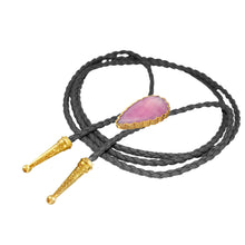 Load image into Gallery viewer, Gemstone Bolo Tie - Pink Opal (Gold)