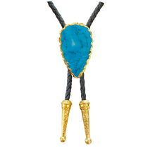 Load image into Gallery viewer, Gemstone Bolo Tie - Blue Turquoise (Gold)