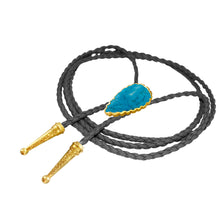 Load image into Gallery viewer, Gemstone Bolo Tie - Blue Turquoise (Gold)