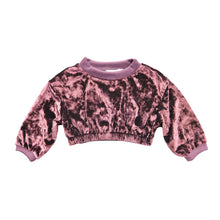 Load image into Gallery viewer, Girl's Velvet Crewneck Top - Dusty Rose