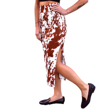 Load image into Gallery viewer, Fitted Midi Skirt - Cow