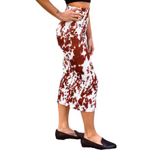 Load image into Gallery viewer, Fitted Midi Skirt - Cow