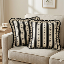 Load image into Gallery viewer, Ruffle Pillow Cover Set - Black Coquette