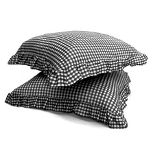 Load image into Gallery viewer, Ruffle Pillow Cover Set - Black Gingham