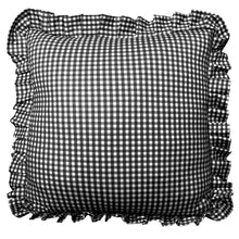Load image into Gallery viewer, Ruffle Pillow Cover Set - Black Gingham