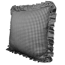 Load image into Gallery viewer, Ruffle Pillow Cover Set - Black Gingham