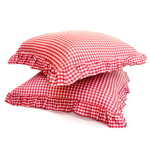 Load image into Gallery viewer, Ruffle Pillow Cover Set - Red Gingham