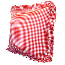 Load image into Gallery viewer, Ruffle Pillow Cover Set - Red Gingham