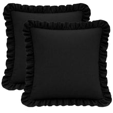 Load image into Gallery viewer, Ruffle Pillow Cover Set - Solid Black