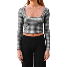 Load image into Gallery viewer, Square-Neck Top - Black Gingham