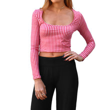 Load image into Gallery viewer, Square-Neck Top - Red Gingham