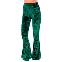 Load image into Gallery viewer, Velvet Bell Bottoms - Emerald Green