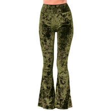 Load image into Gallery viewer, Velvet Bell Bottoms - Olive Green