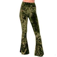 Load image into Gallery viewer, Velvet Bell Bottoms - Olive Green