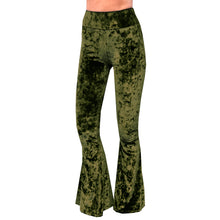Load image into Gallery viewer, Velvet Bell Bottoms - Olive Green