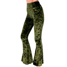 Load image into Gallery viewer, Velvet Bell Bottoms - Olive Green