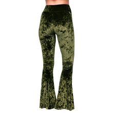 Load image into Gallery viewer, Velvet Bell Bottoms - Olive Green