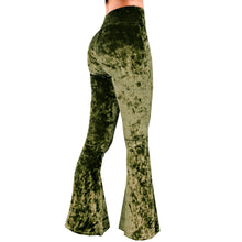 Load image into Gallery viewer, Velvet Bell Bottoms - Olive Green