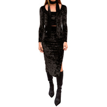Load image into Gallery viewer, Velvet Fitted Midi Skirt - Black