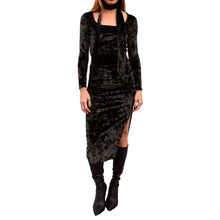 Load image into Gallery viewer, Velvet Fitted Midi Skirt - Black