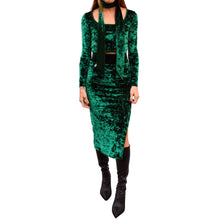 Load image into Gallery viewer, Velvet Fitted Midi Skirt - Emerald Green