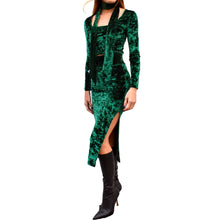 Load image into Gallery viewer, Velvet Fitted Midi Skirt - Emerald Green