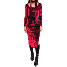 Load image into Gallery viewer, Velvet Fitted Midi Skirt - Red