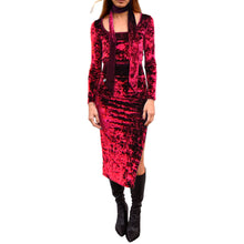 Load image into Gallery viewer, Velvet Fitted Midi Skirt - Red