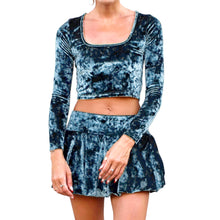 Load image into Gallery viewer, Velvet Square-Neck Top - Indigo