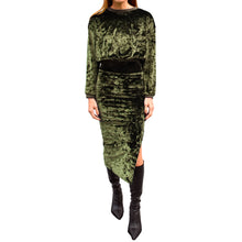 Load image into Gallery viewer, Velvet Crewneck Top - Olive Green