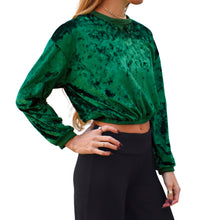 Load image into Gallery viewer, Velvet Crewneck Top - Emerald Green