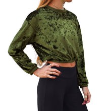 Load image into Gallery viewer, Velvet Crewneck Top - Olive Green