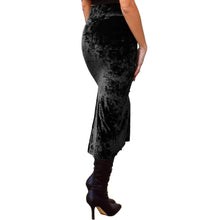 Load image into Gallery viewer, Velvet Fitted Midi Skirt - Black