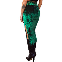 Load image into Gallery viewer, Velvet Fitted Midi Skirt - Emerald Green