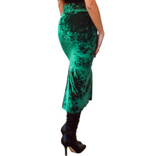 Load image into Gallery viewer, Velvet Fitted Midi Skirt - Emerald Green
