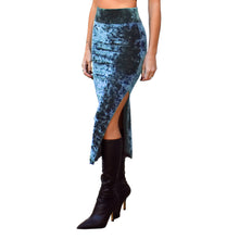 Load image into Gallery viewer, Velvet Fitted Midi Skirt - Indigo