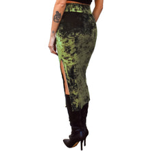Load image into Gallery viewer, Velvet Fitted Midi Skirt - Olive Green