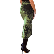Load image into Gallery viewer, Velvet Fitted Midi Skirt - Olive Green