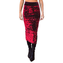 Load image into Gallery viewer, Velvet Fitted Midi Skirt - Red