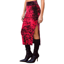 Load image into Gallery viewer, Velvet Fitted Midi Skirt - Red